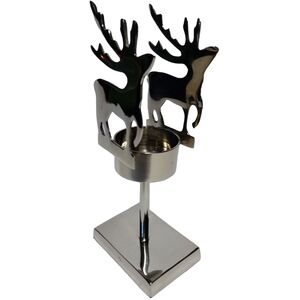 Yankee Candle Silver Metal Reindeer Candle Holder Christmas Holiday Collection